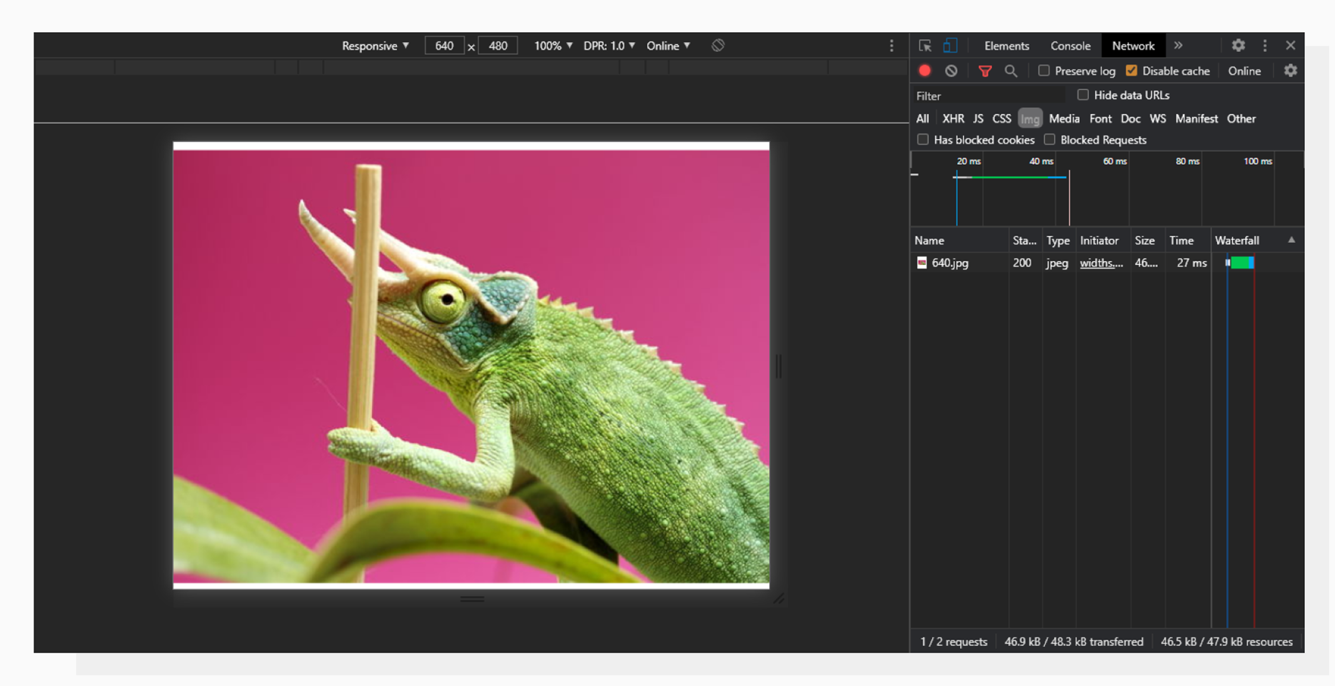 640px wide image take up the whole viewport width of a regular screen