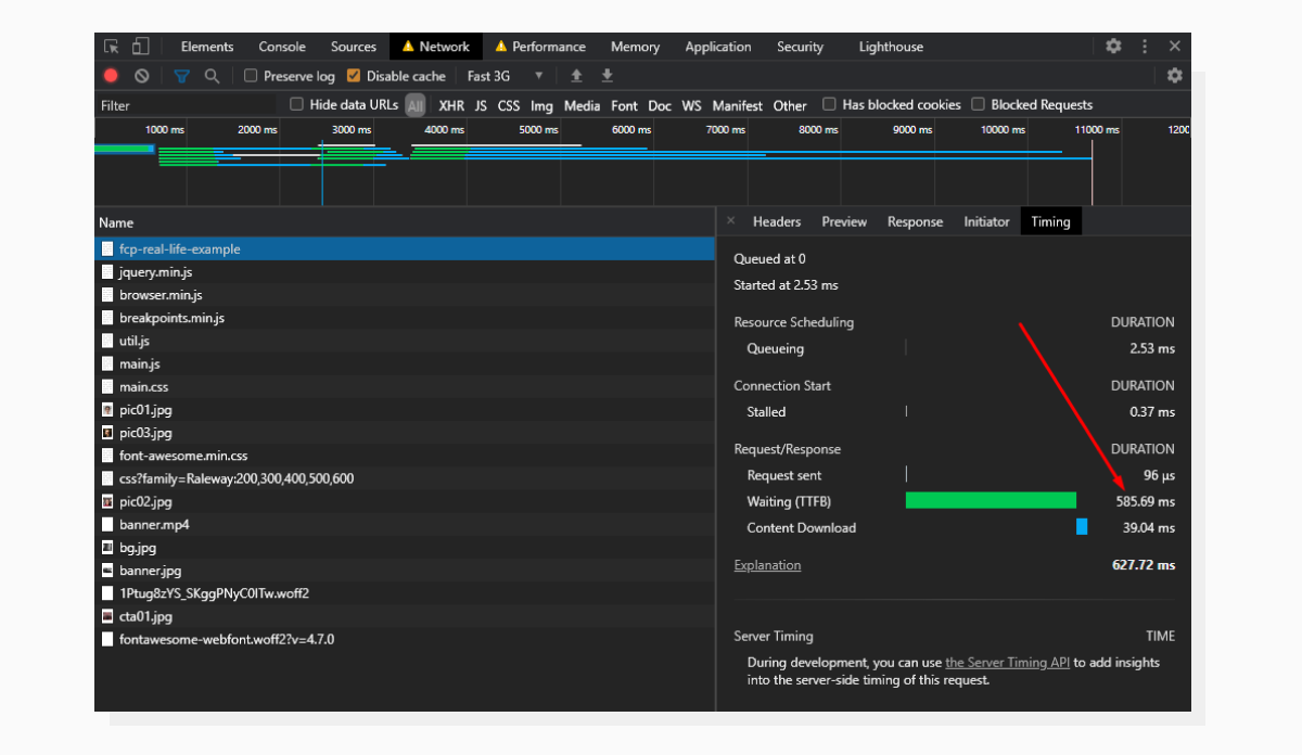Chrome DevTools “Network” tab