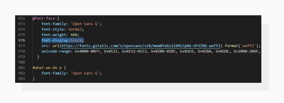 A demonstration of using the “font-display” property with the “block” value