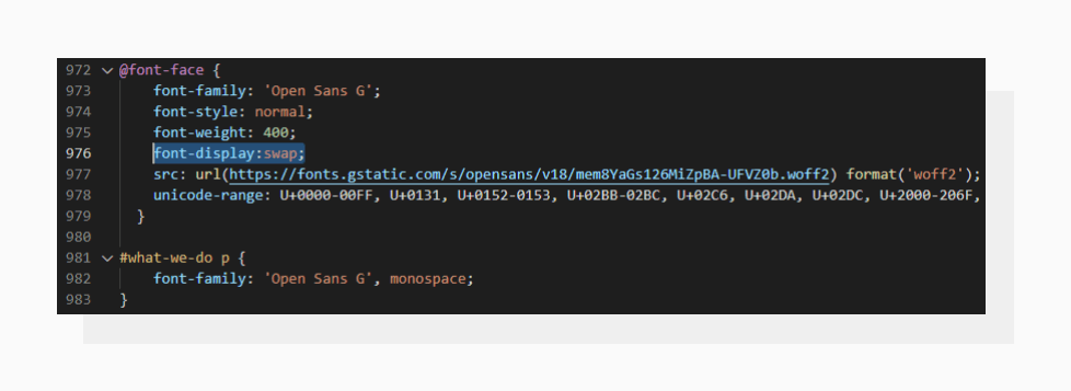 A demonstration of using the “font-display” property with the “swap” value