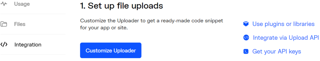 Uploadcare jQuery File Uploader customization screen