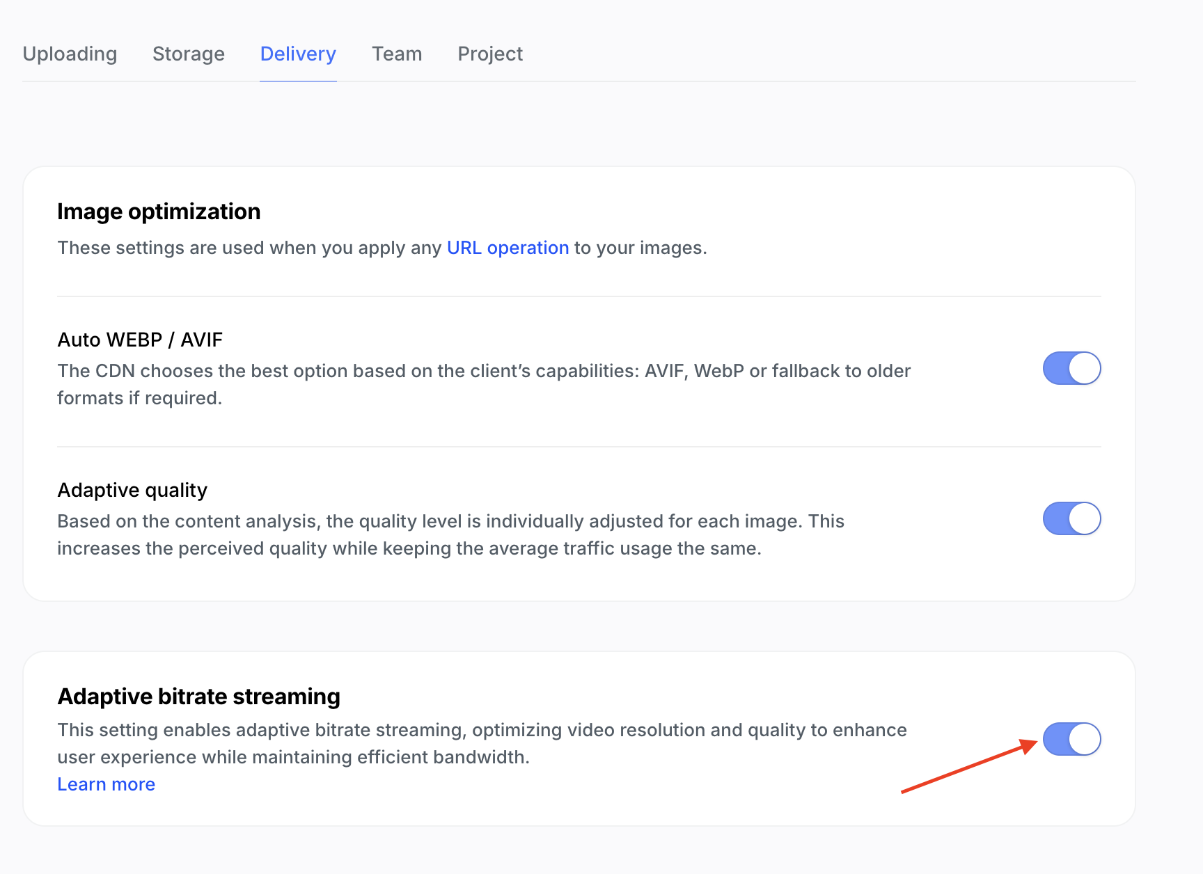 Uploadcare adaptive video delivery